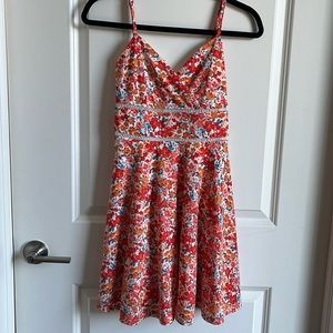 Pink, orange and red floral dress